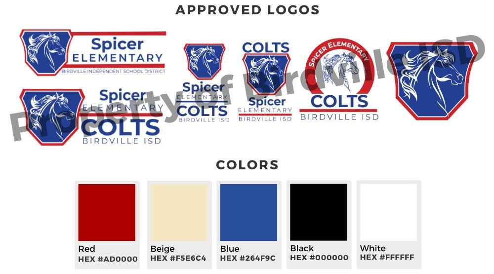 Birdville ISD logos and approved colors. Contact district for logos and details. 
